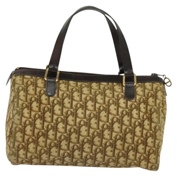 Christian Dior Trotter Canvas Boston Bag Brown Gold - Picture 3 of 16